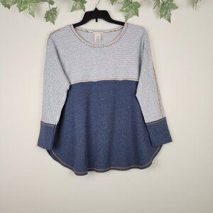 Mystree Size M Long Sleeve Cotton Blend Oversized Pullover Women's Top